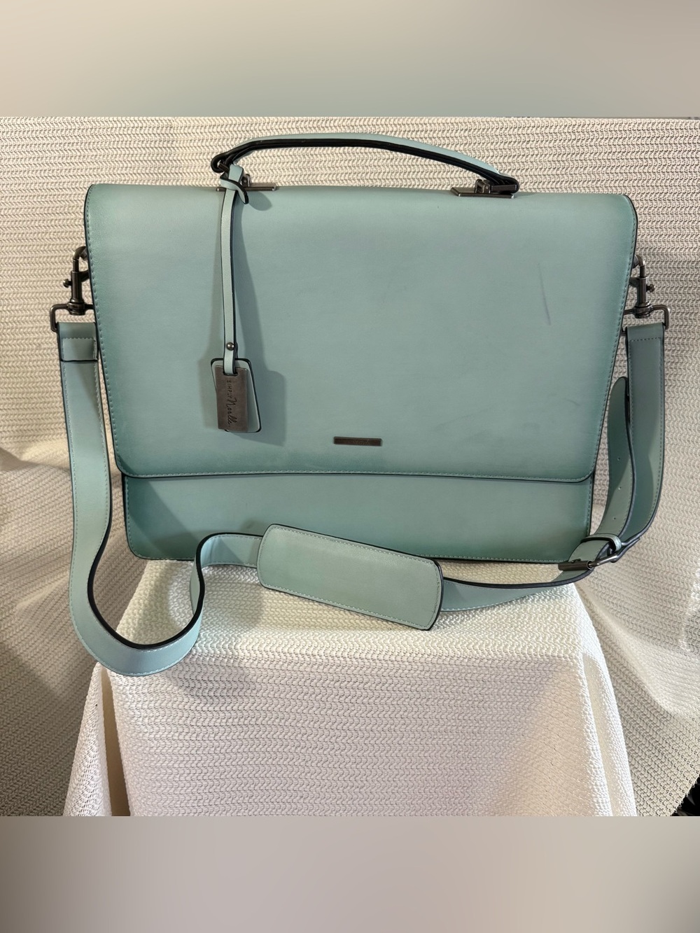 Simply Noelle light blue laptop briefcase messenger bag 16 inch